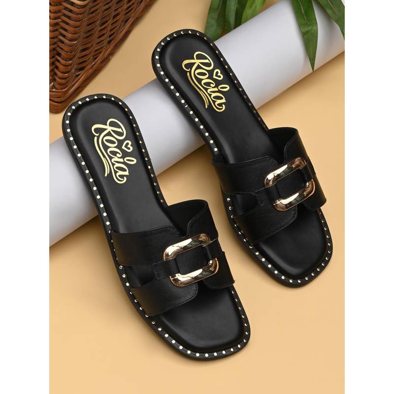 ROCIA By Regal Black Women Stylish Flats (EURO 36)