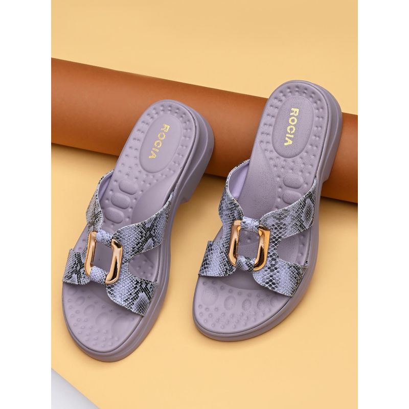 ROCIA By Regal Purple Women Snake Skin Funky Sandal Heels (EURO 39)