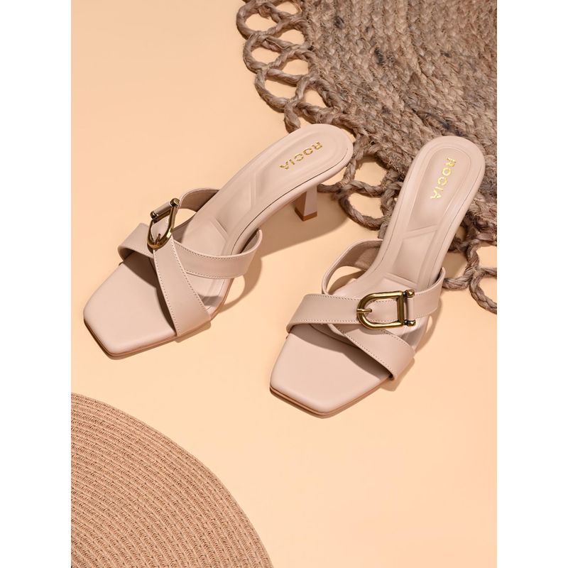 ROCIA By Regal Beige Women Buckled Stilettos Heels (EURO 36)