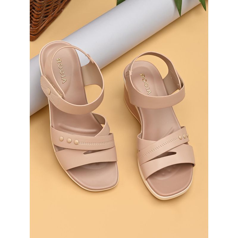 ROCIA By Regal Nude Women Comfort Wedges Heels (EURO 36)