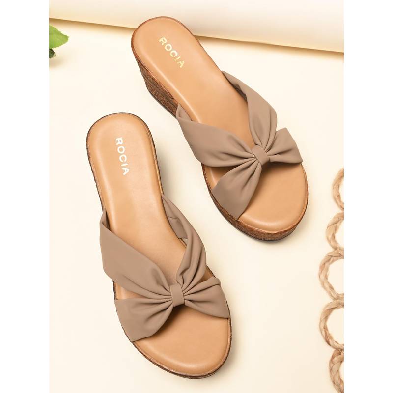 ROCIA By Regal Beige Women Classic Wedges Heels (EURO 40)