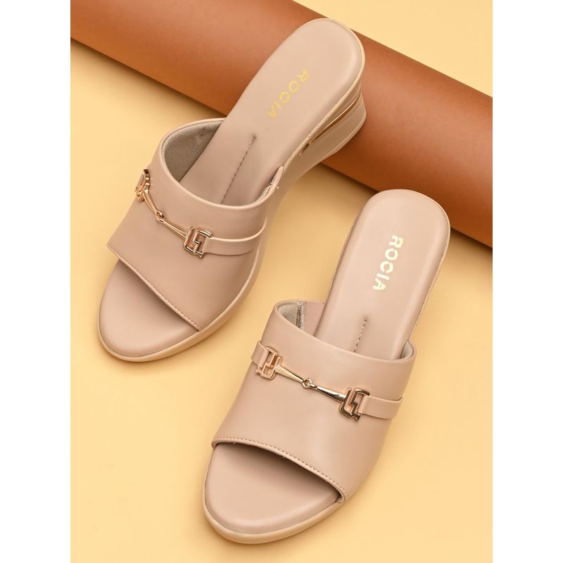 ROCIA By Regal Beige Women Classy Wedges Heels (EURO 37)