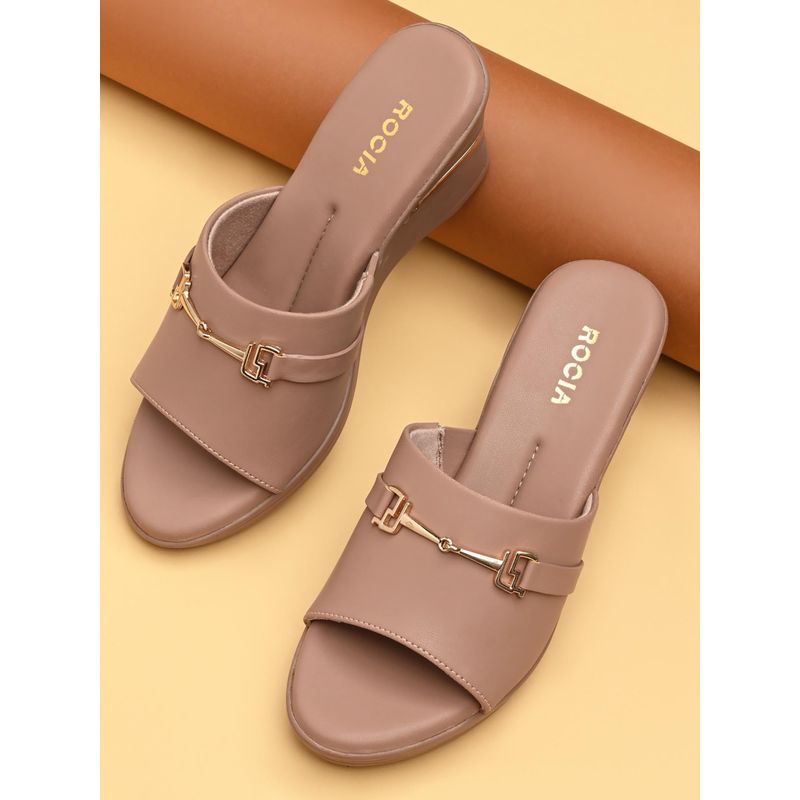 ROCIA By Regal Nude Women Classy Wedges Heels (EURO 37)