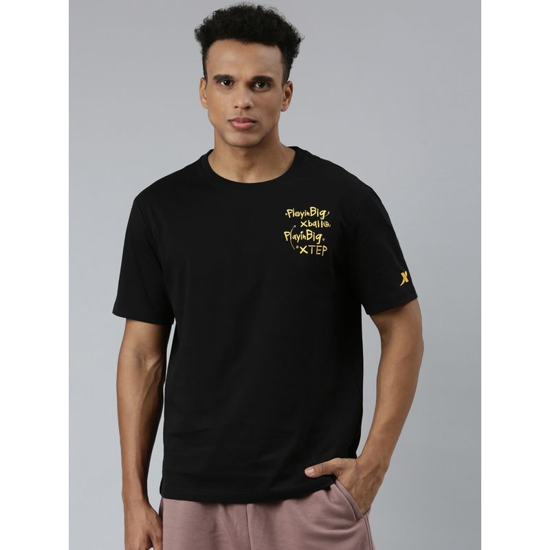 Xtep Black Short Sleeves T-Shirt for Men (S)