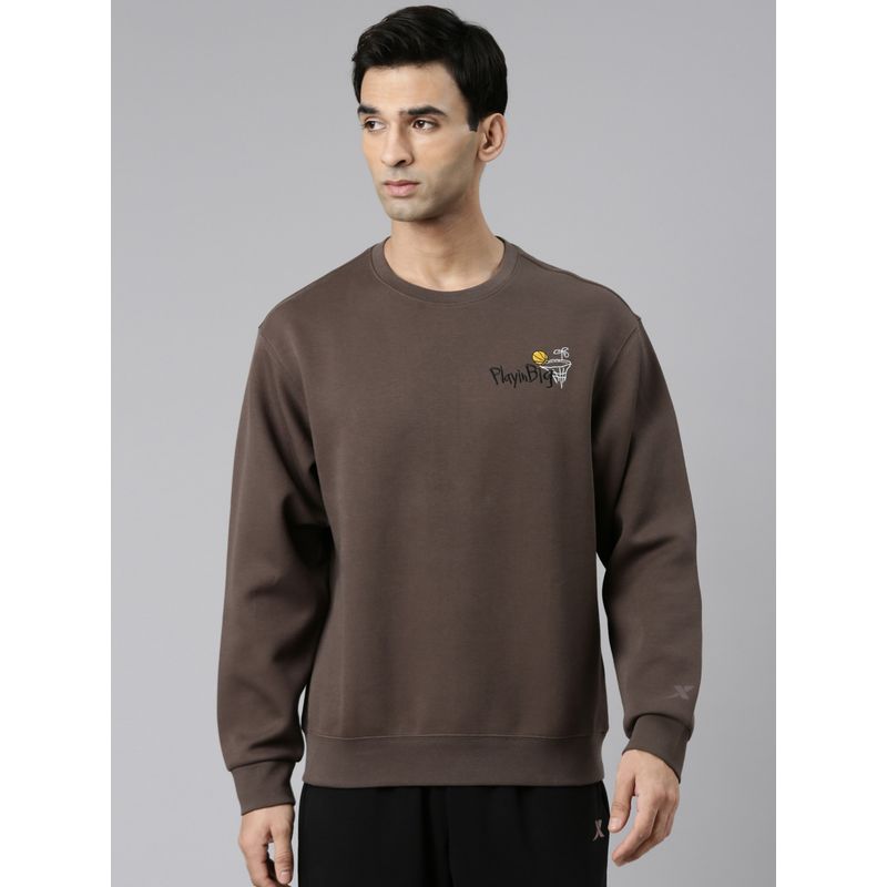 Xtep Brown Sweatshirt for Men (M)