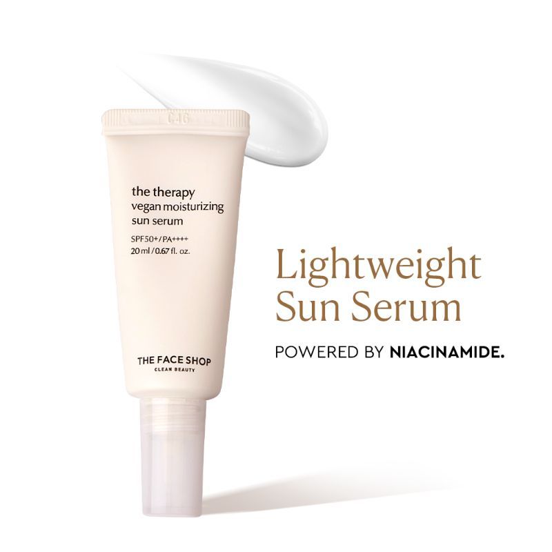 The Face Shop Vegan Korean Mini Sunscreen Serum SPF 50+ PA++++ with Niacinamide & No White Cast