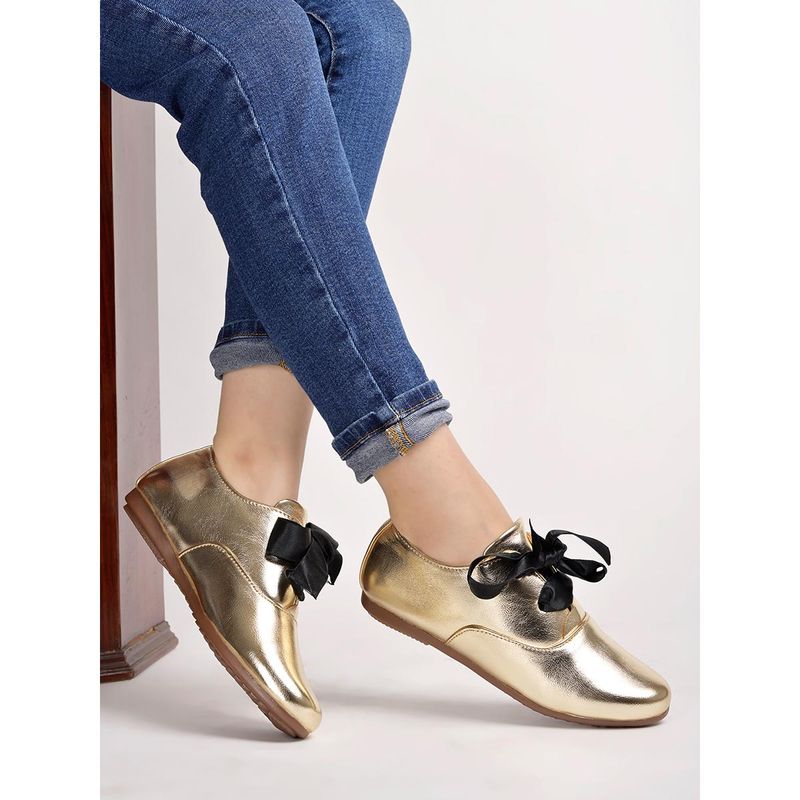Shoetopia Smart Casual Golden Shoes for Women & Girls (EURO 38)