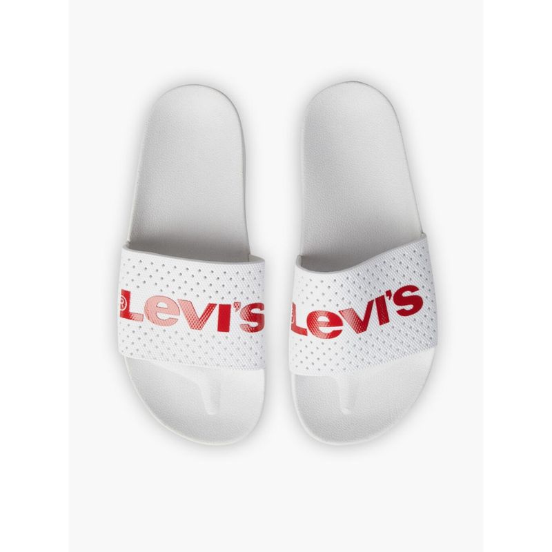 Levi's Womens June Perf S White Self Design Sliders (EURO 41.5)