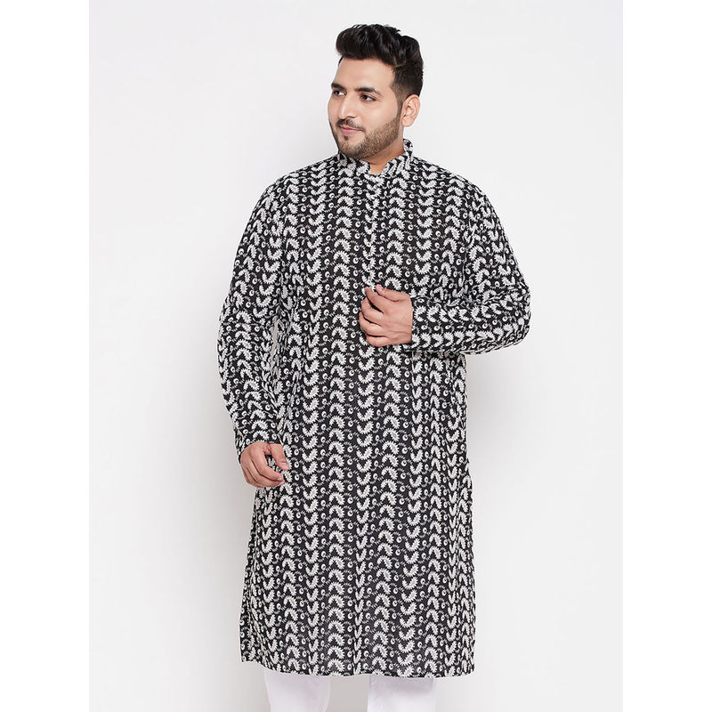 Vastramay Plus Mens Black Pure Cotton Kurta (6XL)