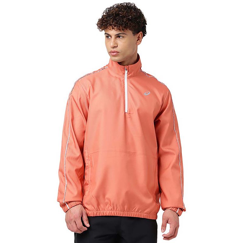 ASICS Men Coral Half Zip Solid Sweatshirt (XS)