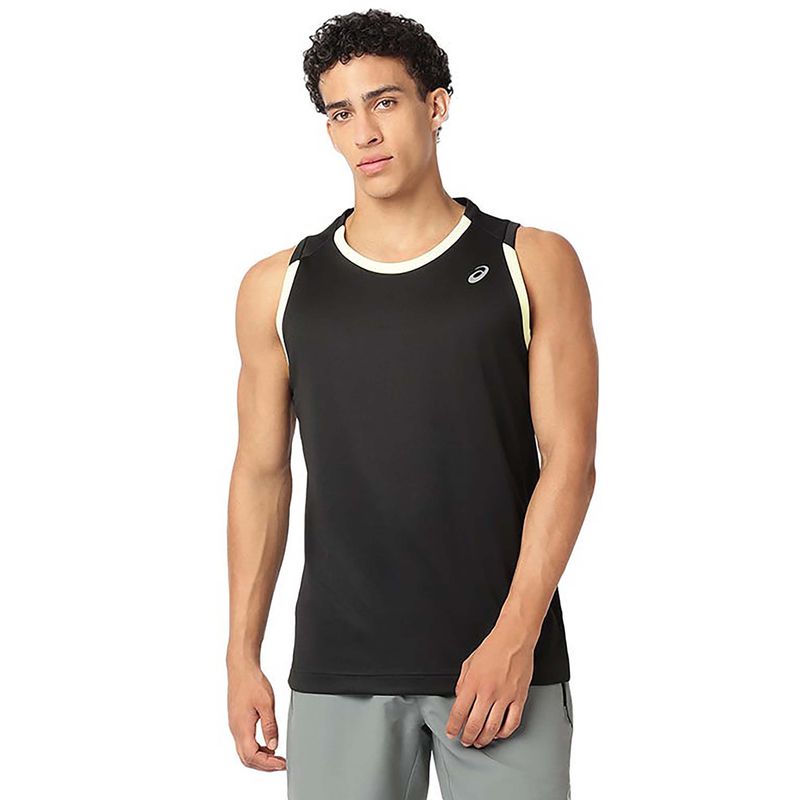 ASICS Men Black Solid Sleeveless Tank (XS)