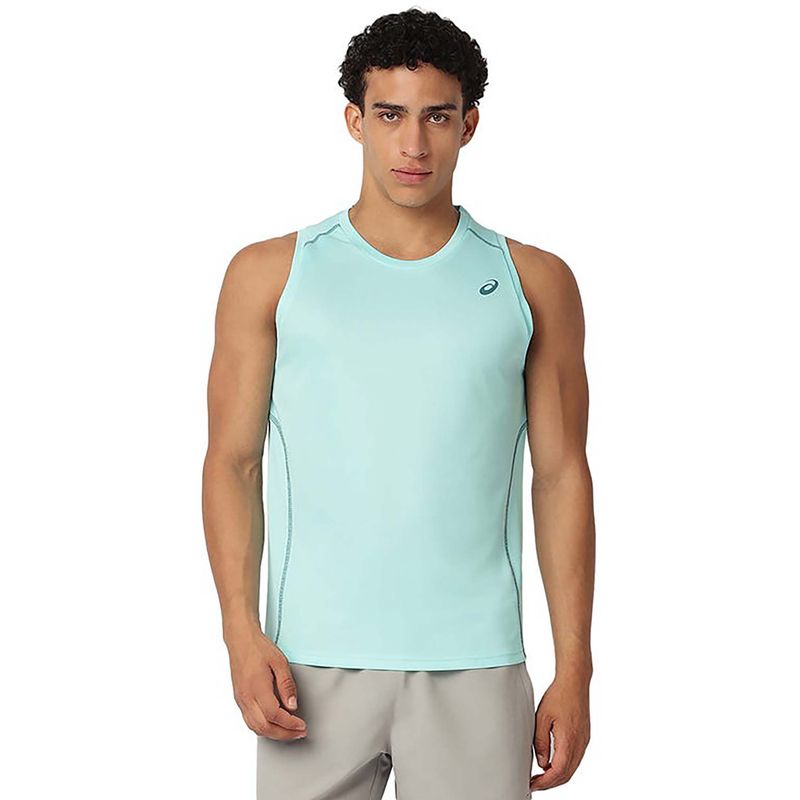 ASICS Men Blue Curved Seam Sleeveless Tank (2XL)