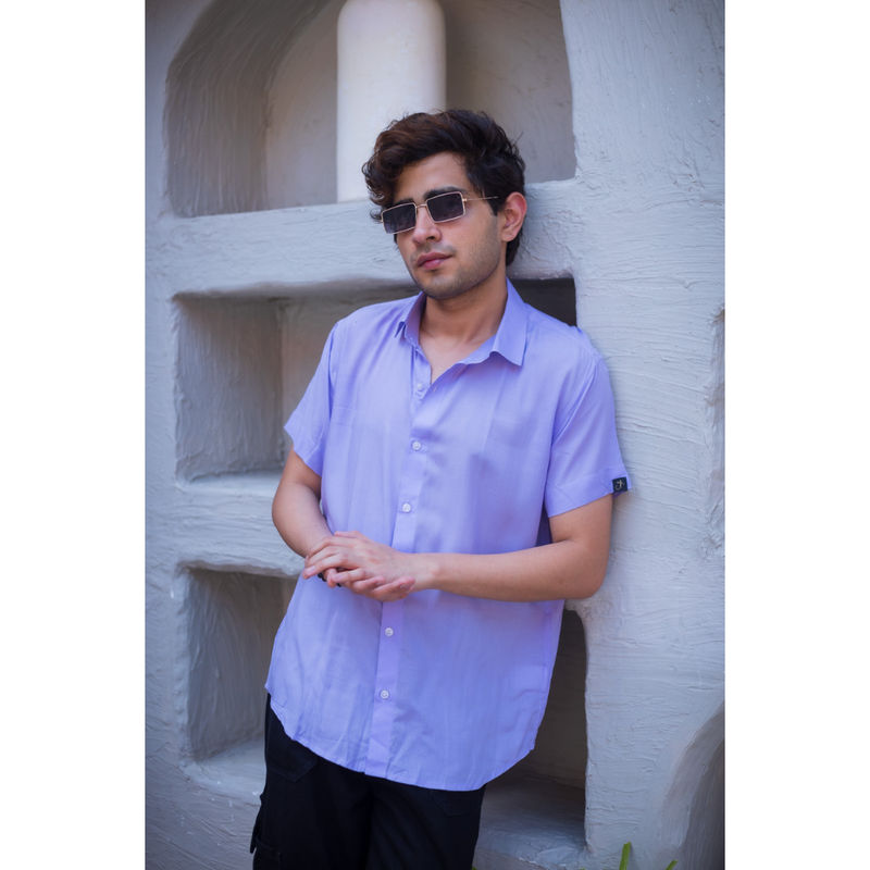JAVINISHKA Softest Lavender Slim Fit Unisex Modal Shirt (S)
