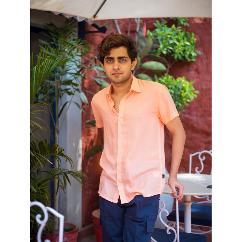 JAVINISHKA Softest Peach Slim Fit Unisex Modal Shirt (L)