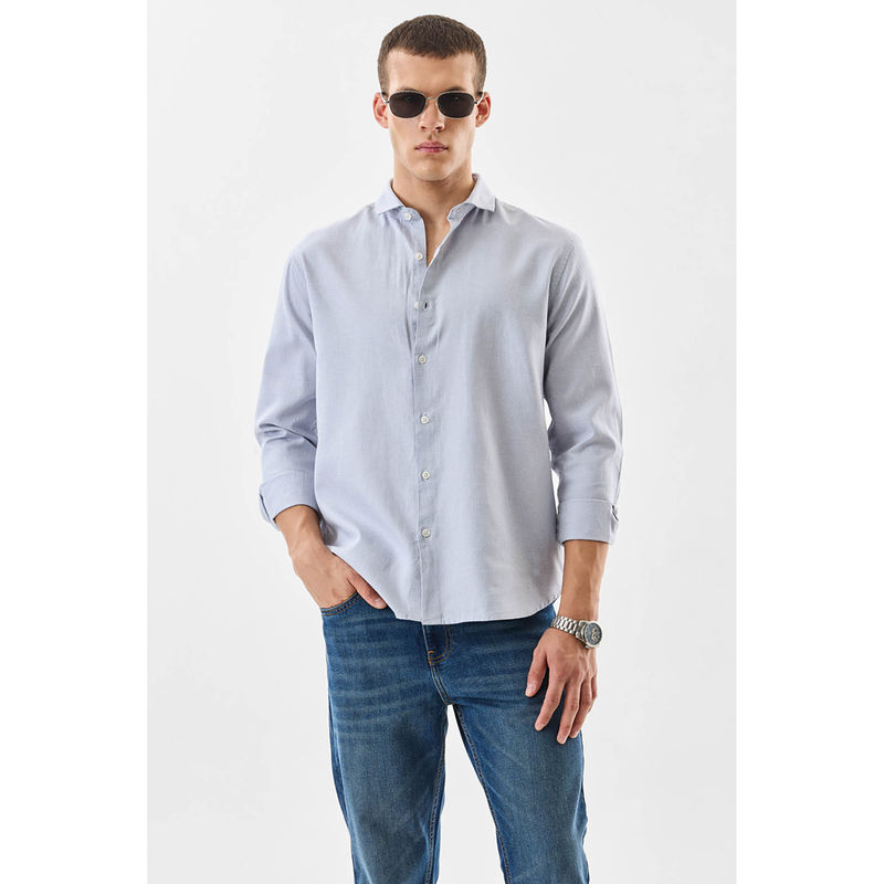 Snitch Light Blue Micro Check Full Sleeves Regular Casual Shirt For Men (M)