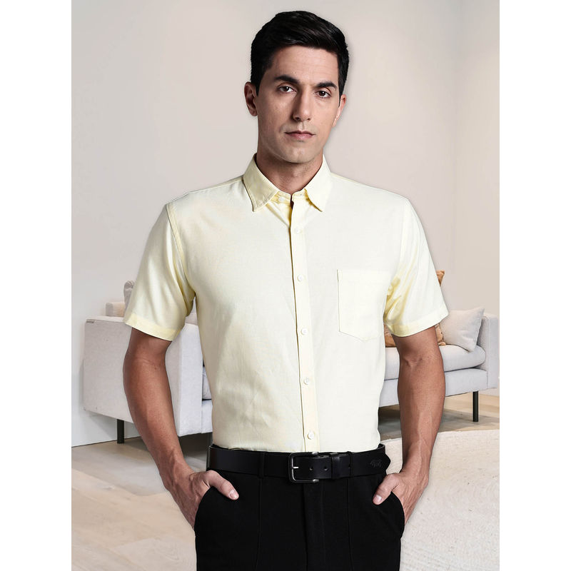 Southbay Yellow Men's Oxford 100% Cotton Formal Shirt (M)