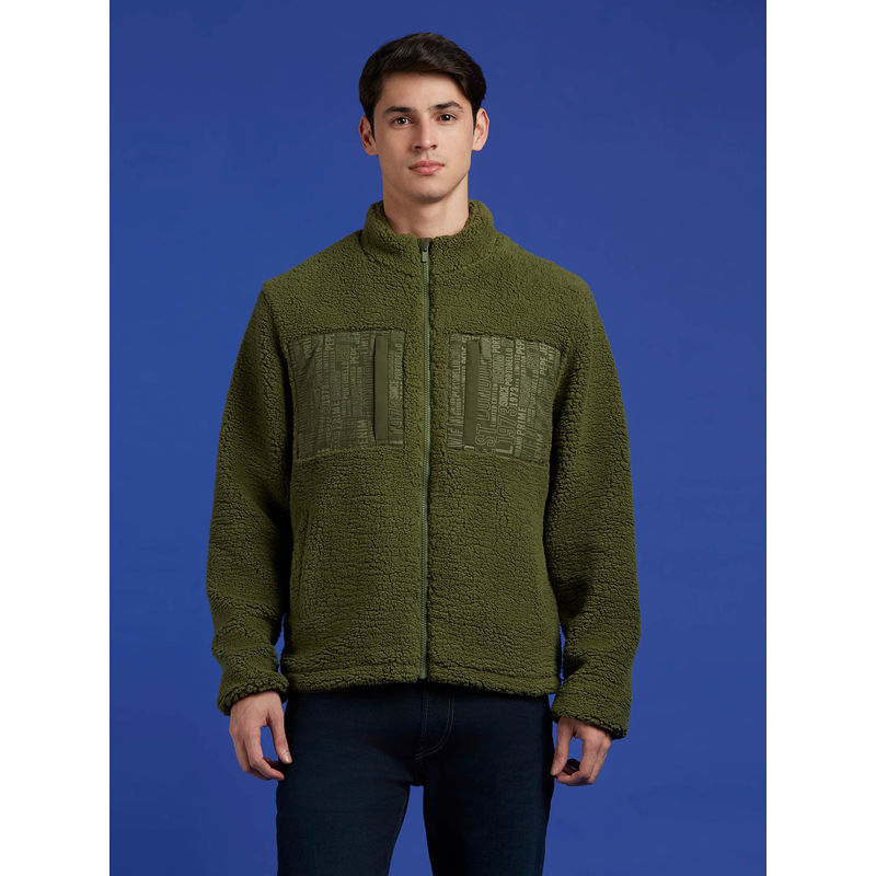 Pepe Jeans Olive Typographic Print Jacket (XL)