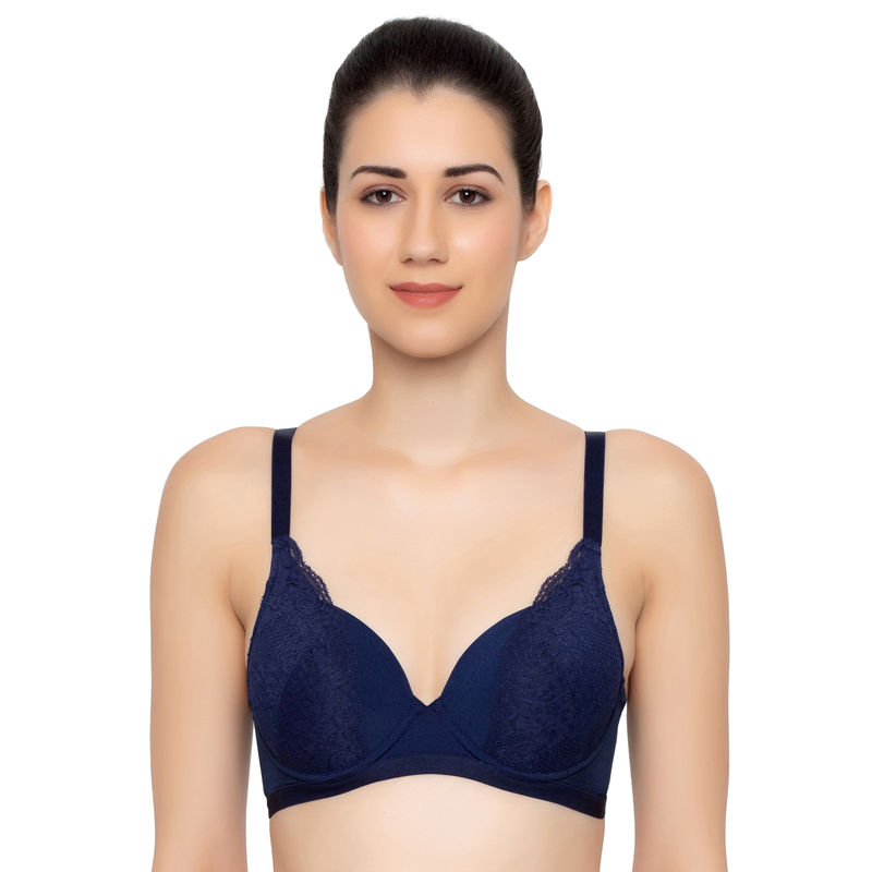 Triumph Style Spotlight Padded Wired Lace T-shirt Bra - Blue (38D)