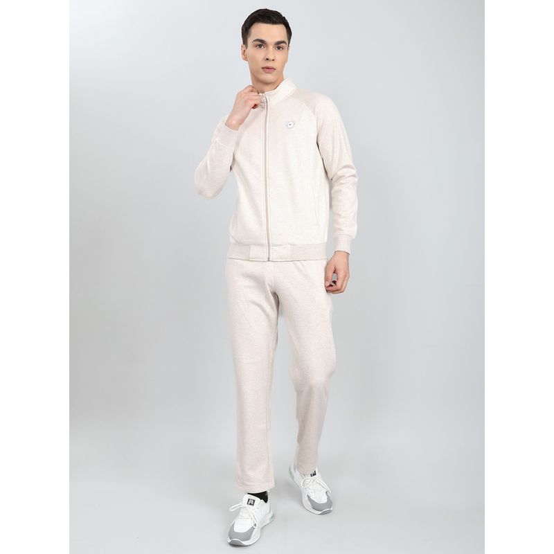 Monte Carlo Cream Cotton Blend Textured Jacket with Trackpant (M)