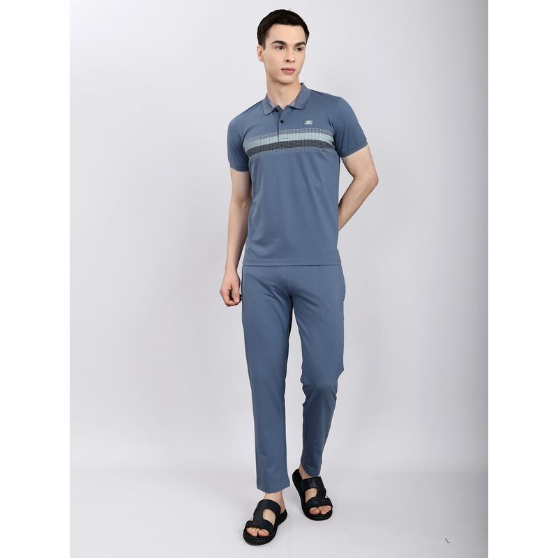 Monte Carlo Grey Cotton Blend Printed T-Shirt with Trackpant (M)