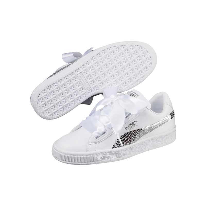 Buy Puma White Basket Heart Bling Junior Shoes Online