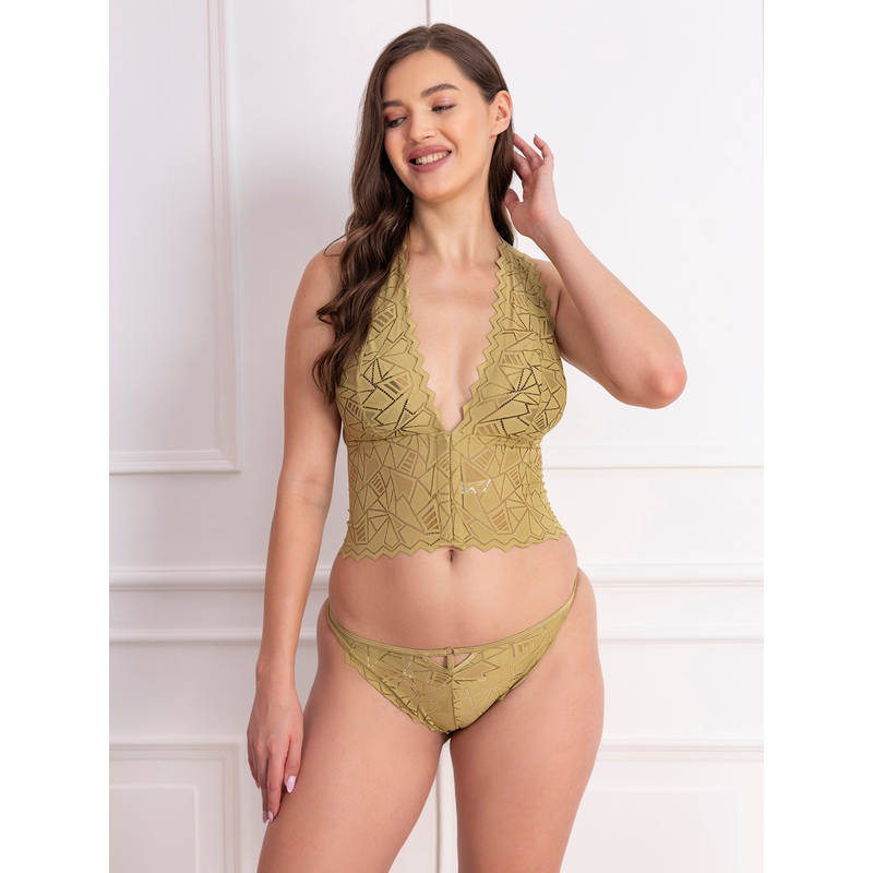 Chelvet Green Lace Bralette Top & Bikini Panty (S)