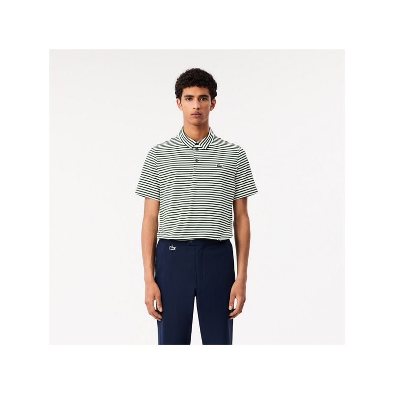 Lacoste Polyester Blend Stripes Polo T-Shirt (S)