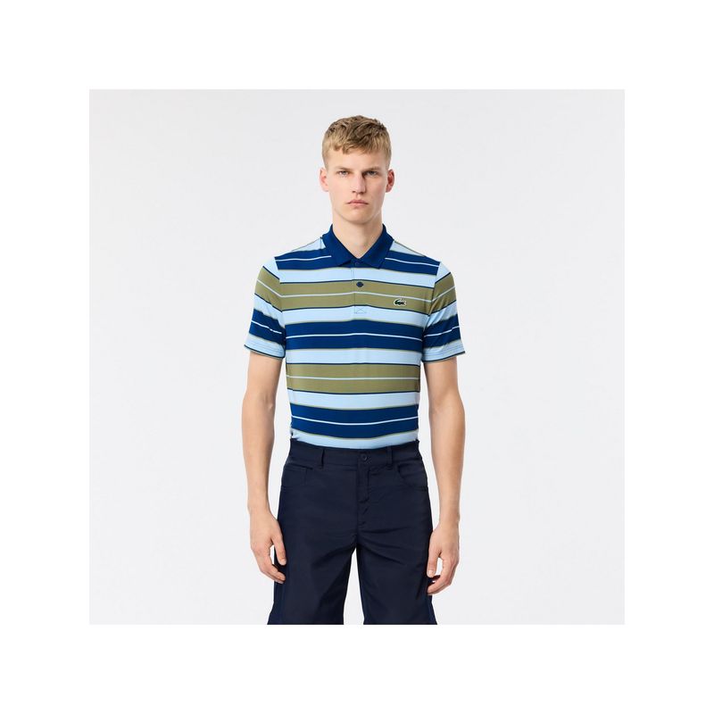 Lacoste Polyester Blend Stripes Multi-Colour Polo T-Shirt (S)