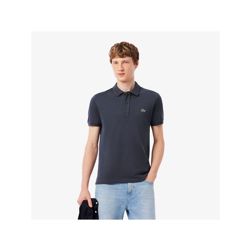 Lacoste Cotton Grey Solid Polo T-Shirt (S)