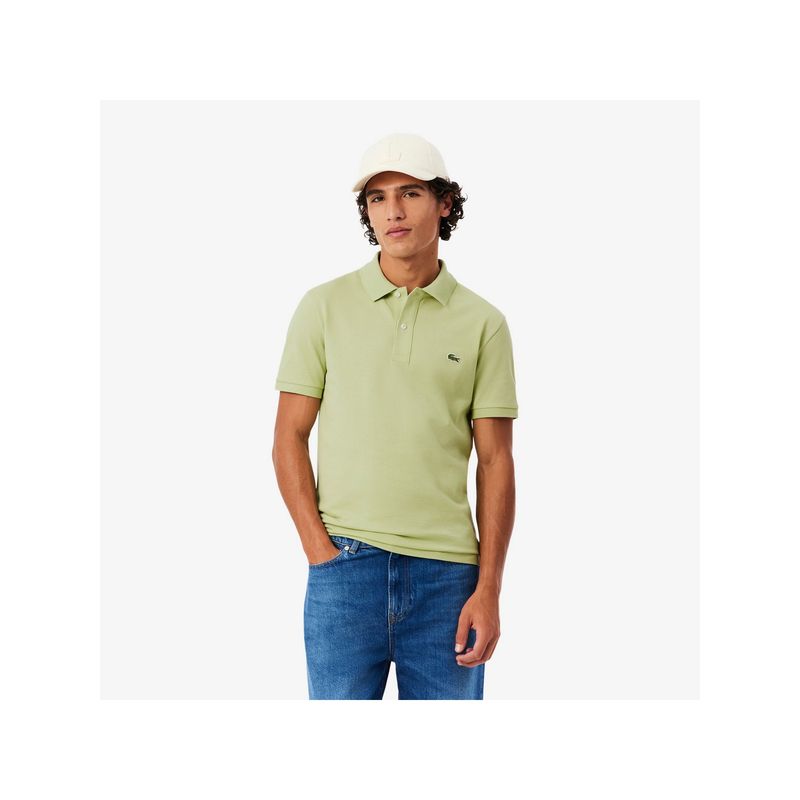 Lacoste Cotton Solid Green Collar Neck Polo T-Shirt (S)