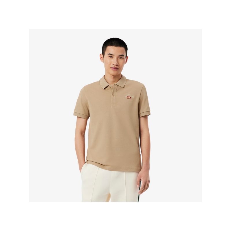 Lacoste Cotton Blend Beige Polo T-Shirt (L)