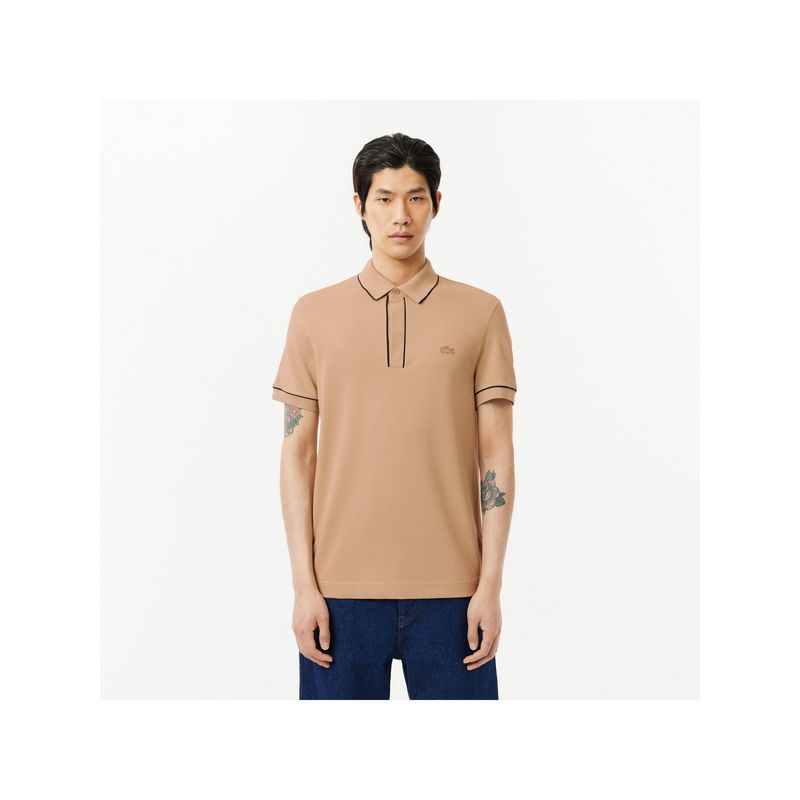 Lacoste Cotton Blend Solid Beige Polo T-Shirt (2XL)