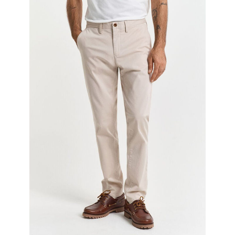 GANT Mens Putty Mid Rise Slim Fit Chinos Beige (32)