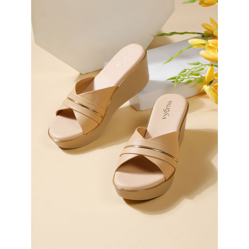 VALIOSAA Women Beige Wedges (EURO 38)