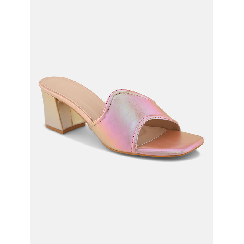 ALL TABS OPEN Women Shaded Pink Ope Toe Block Heels (EURO 36)