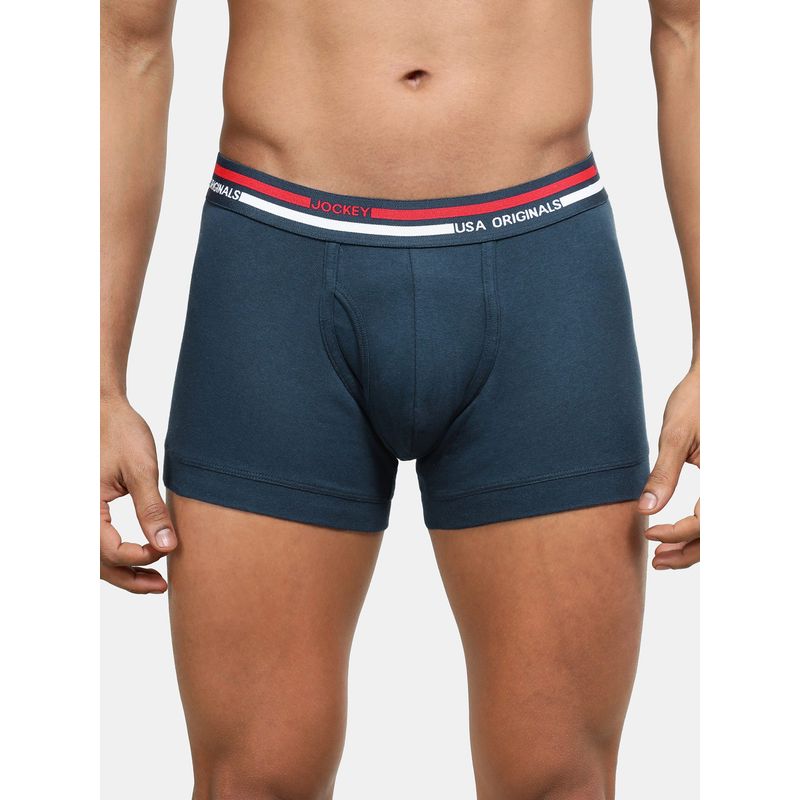 Jockey UI22 Men Super Combed Cotton Rib Fabric Trunk with Ultrasoft Waistband Navy Blue (S)