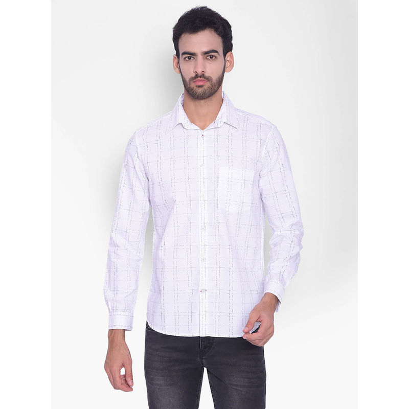 CRIMSOUNE CLUB Mens White Checked Shirt (M)