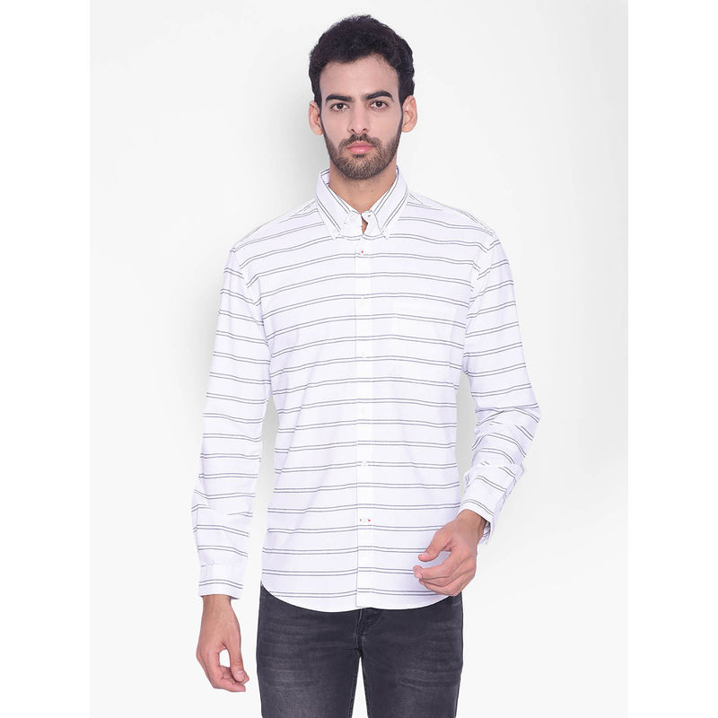CRIMSOUNE CLUB Mens White Striped Shirt (M)