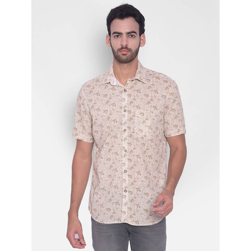 CRIMSOUNE CLUB Mens Brown Floral Shirt (S)