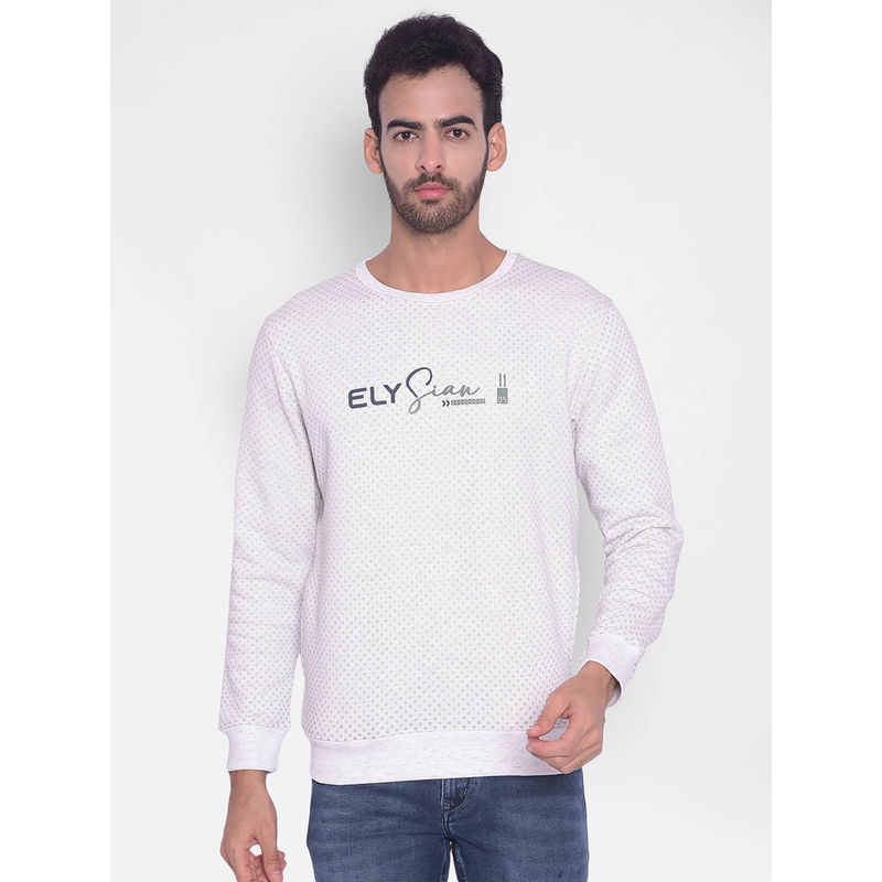CRIMSOUNE CLUB Mens White Printed Sweatshirt (M)