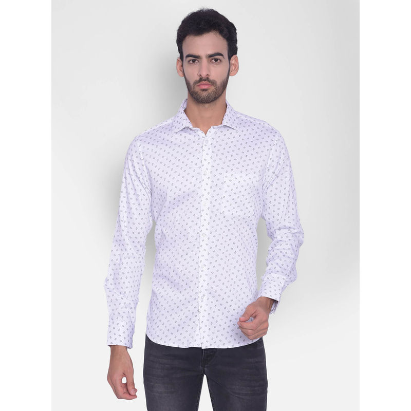 CRIMSOUNE CLUB Mens White Printed Shirt (M)