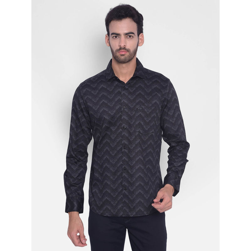 CRIMSOUNE CLUB Mens Black Printed Shirt (S)
