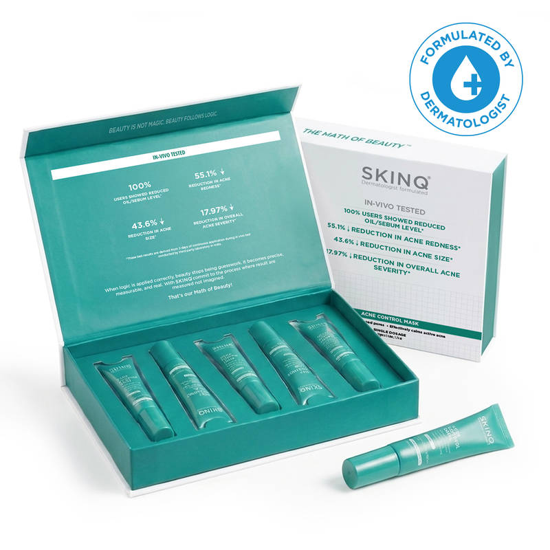SKINQ Acne Control Face Clay Mask for Breakouts & Oily Skin, Cuts Oil Levels by 100% - Pack of 5