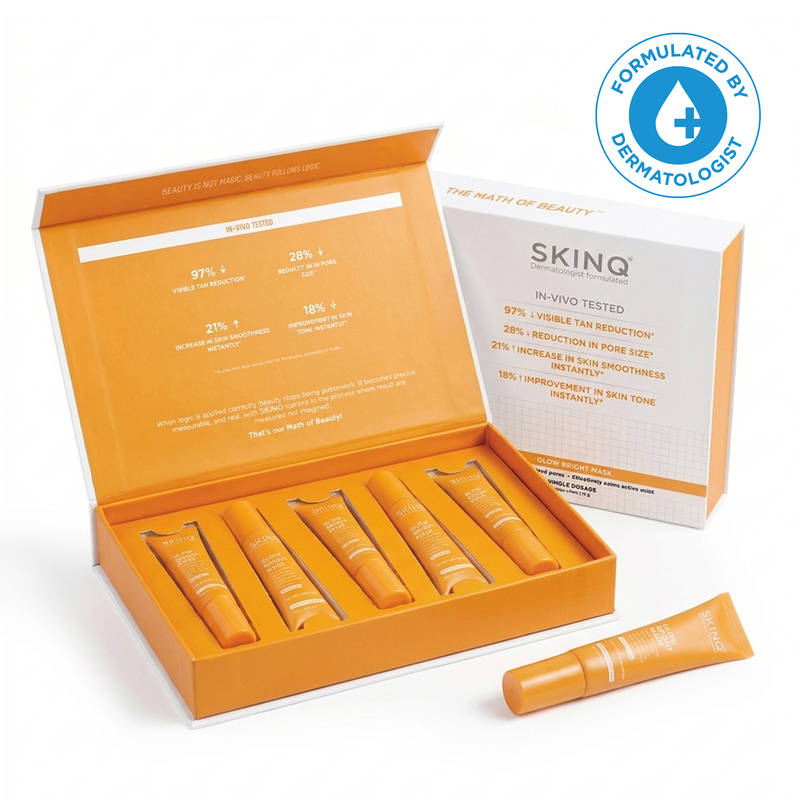 SKINQ Glow Bright Detan Clay Face Mask, Cuts Visible Tan by 97% in 15 Minutes - Pack 5