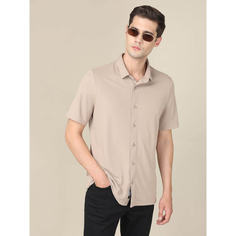 Technosport Technosport Brown Men Solid Regular Fit Spread Collar Casual Shirt (M)