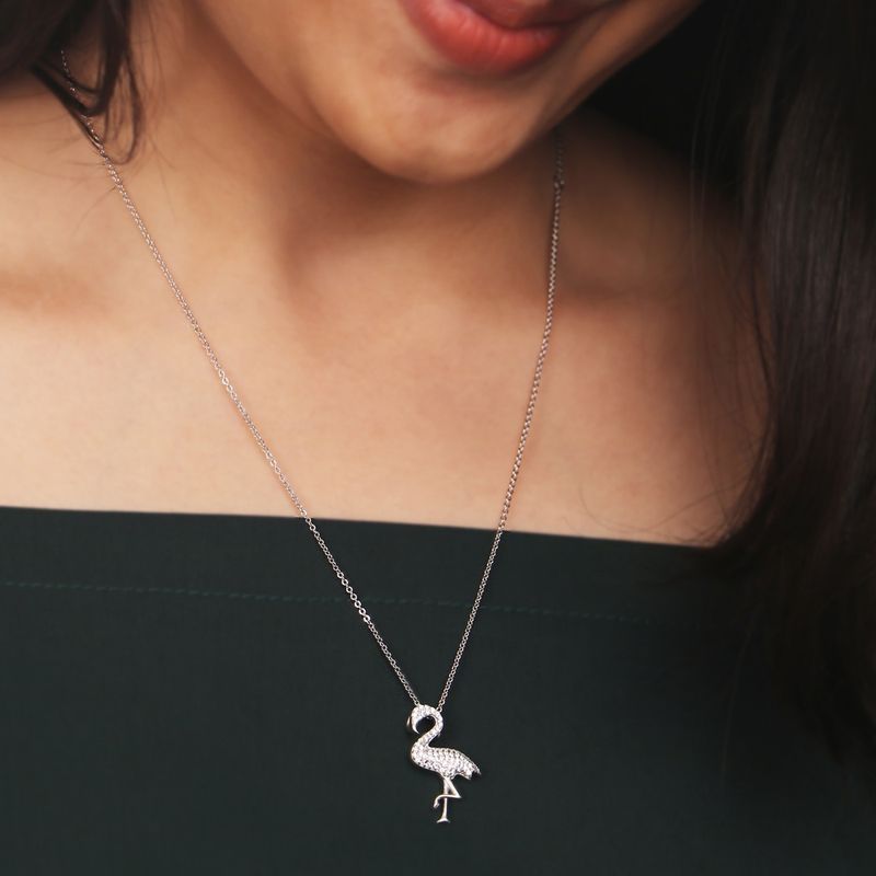 Swarovski crystal elements flamingo pendant long necklace – Chic Winds