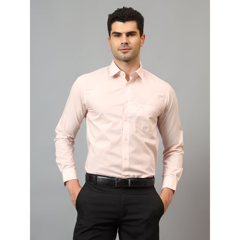 Cantabil Men Peach Solid Full Sleeves Formal Shirt (38)