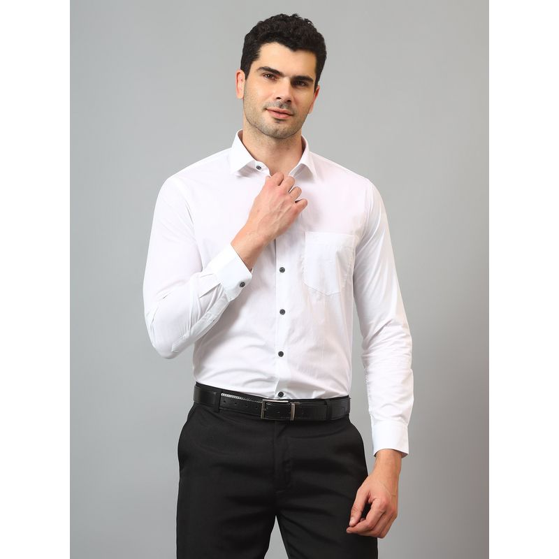 Cantabil Men White Solid Full Sleeves Formal Shirt (38)