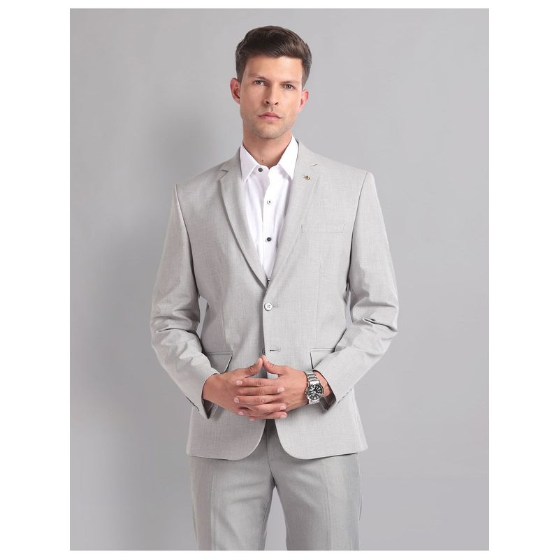 AD By Arvind Tailored Regular Fit Heathered Grey Blazer (40)