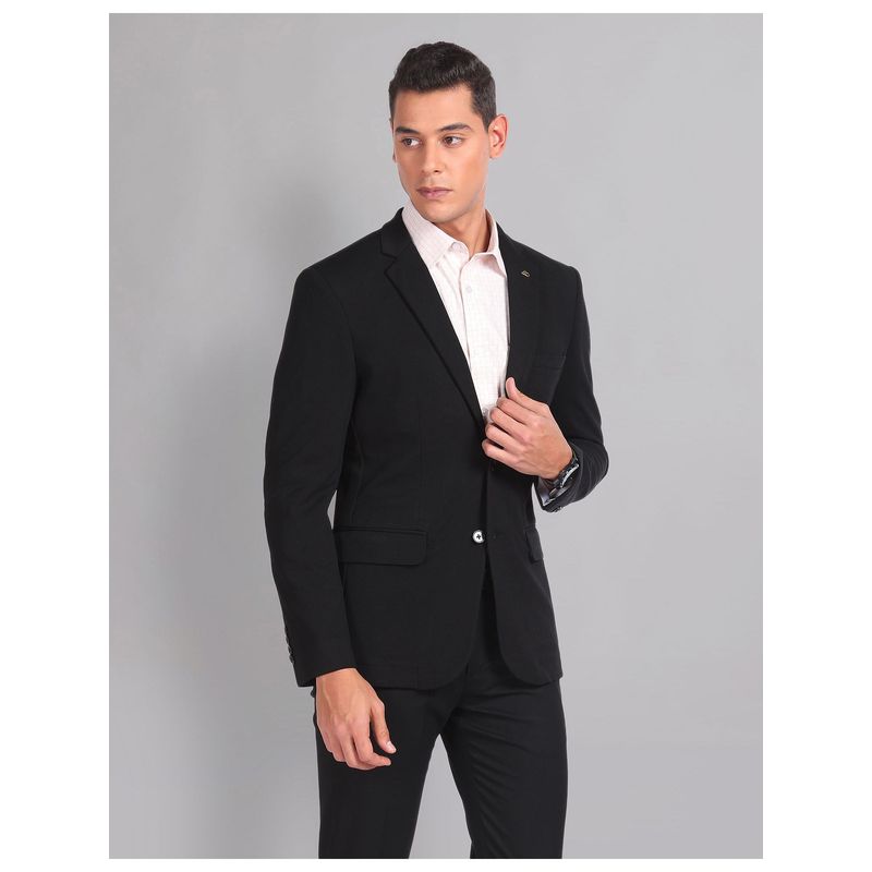 AD By Arvind 4 Way Stretch Slim Fit Black Blazer (42)